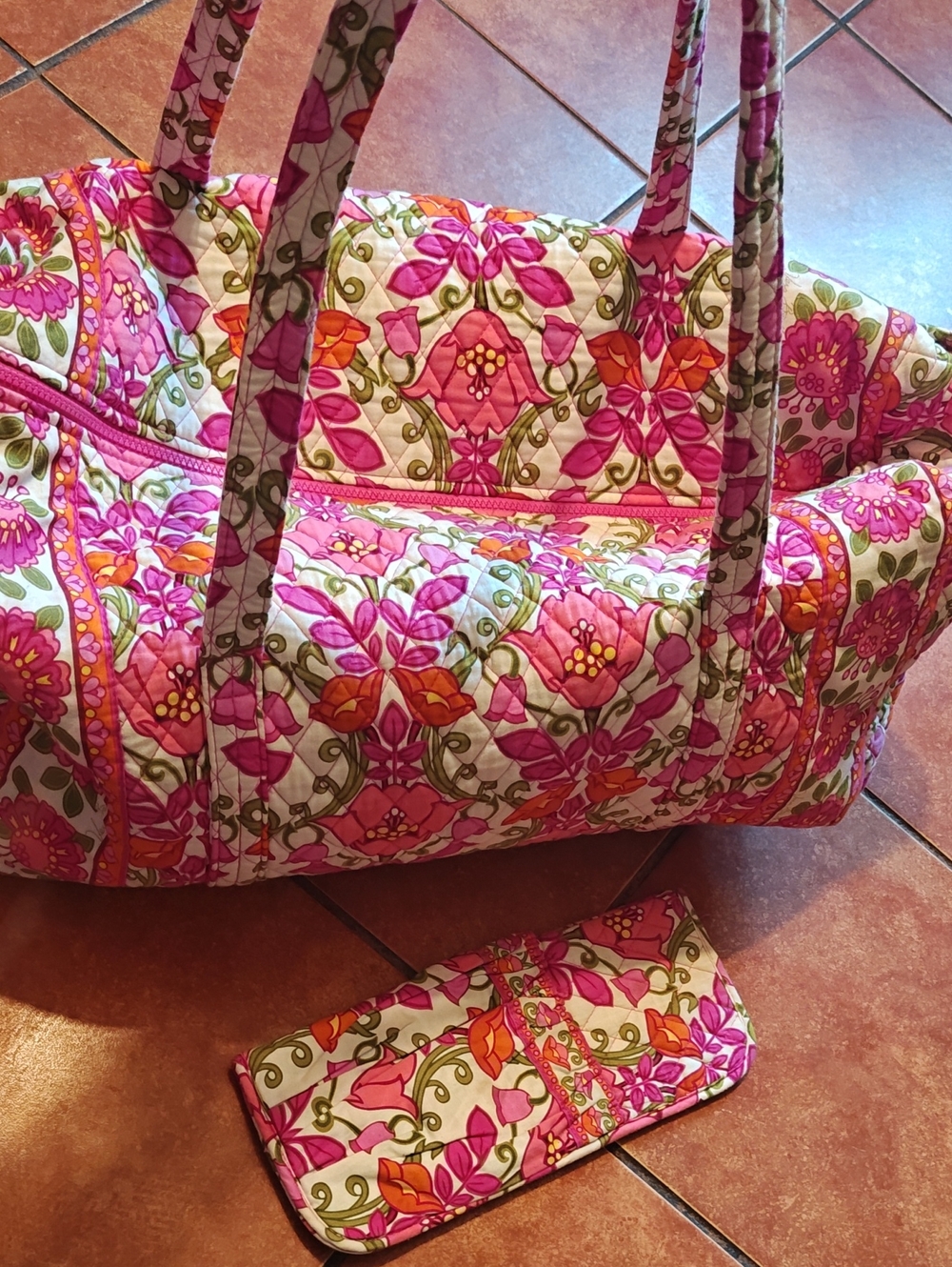 Vera Bradley Quilted Floral Pink Travel Tote Bag
